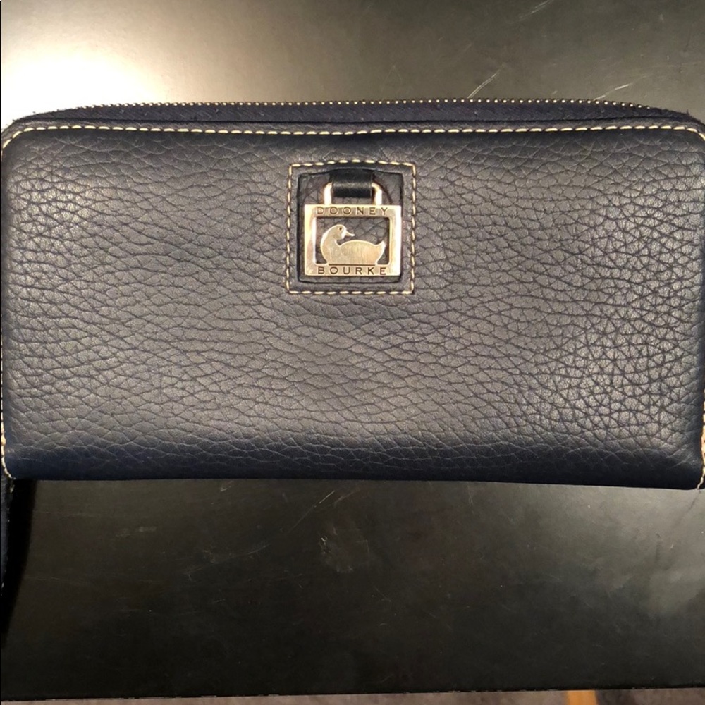 Dooney & Bourke Navy Blue Large Zip Around Wallet